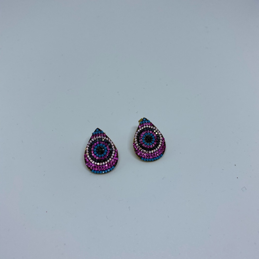 Jeweled & Gold teardrop earrings